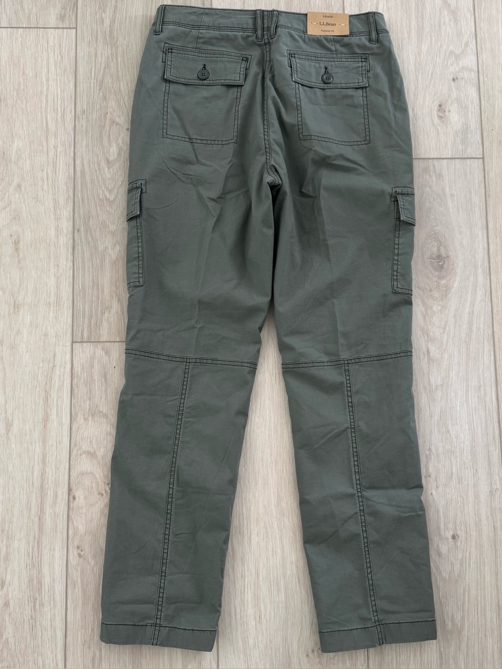 L.L.Bean Women’s stretch flannel lined cargo pants dusty olive green New 6 NWT! - Picture 13 of 16